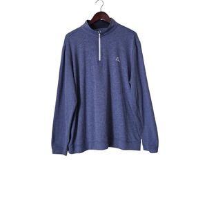Rhoback‎ Blue Herringbone Jacquard Performance Golf Quarter Zip Pullover Men XXL